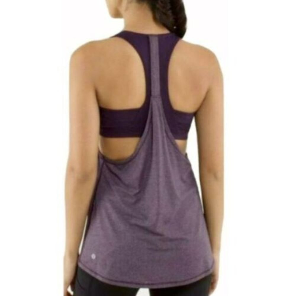Lululemon purple multi layered "2-in-run" running tank with built in bra